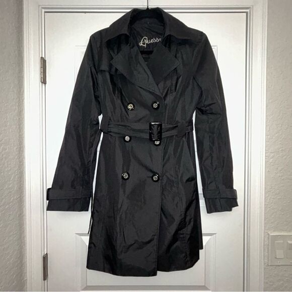Guess Double Breasted Long Sleeve Trench Coat - Picture 4 of 11